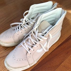Leather zip back hi top vans